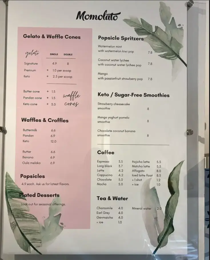 MOMOLATO Menu